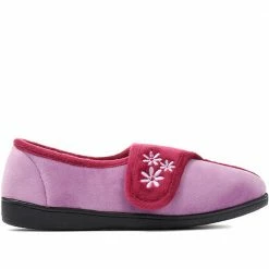 Pavers Ladies Embroidered Easy Fasten Slippers - QINGD30009 / 316 584 / 316 584