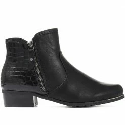 Bellissimo Croc Effect Low Heel Ankle Boot - BELWBI30020 / 316 547 Boots