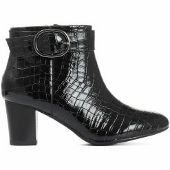 Bellissimo Croc Embossed Heeled Ankle Boot - BELTREN30003 / 316 247 Boots