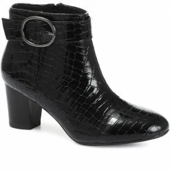 Bellissimo Croc Embossed Heeled Ankle Boot - BELTREN30003 / 316 247 Boots
