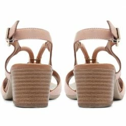 Bellissimo Women's Taupe Leather Heeled Sandal - BELMETIN2305 / 307 897 / 307 897 Sandals