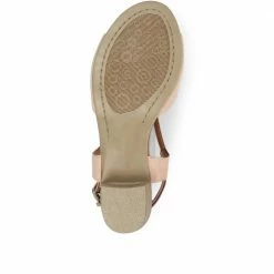 Bellissimo Women's Taupe Leather Heeled Sandal - BELMETIN2305 / 307 897 / 307 897 Sandals