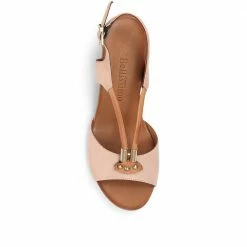 Bellissimo Women's Taupe Leather Heeled Sandal - BELMETIN2305 / 307 897 / 307 897 Sandals