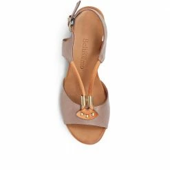 Bellissimo Women's Taupe Leather Heeled Sandal - BELMETIN2305 / 307 897 / 307 897 Sandals