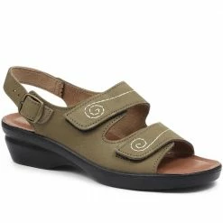 Pavers Ladies Red Dual-Strap Leather Sandal - POLY31007 / 317 664 / 317 664 Sandals