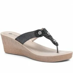 Pavers Embellished Thong Wedge Sandals - INB31037 / 318 168 / 318 168