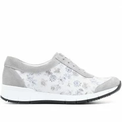 Fly Flot Sneakers Women's Lace-Up Grey Floral Print Sneaker - CAL31015 / 317 914 / 317 914