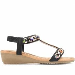 Bellissimo Sandals Embellished T-Bar Sandal With Wedge Heel - BELBAI31037 / 317 958
