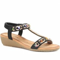 Bellissimo Sandals Embellished T-Bar Sandal With Wedge Heel - BELBAI31037 / 317 958
