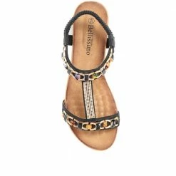 Bellissimo Sandals Embellished T-Bar Sandal With Wedge Heel - BELBAI31037 / 317 958