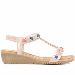 Bellissimo Sandals Embellished T-Bar Sandal With Wedge Heel - BELBAI31037 / 317 958