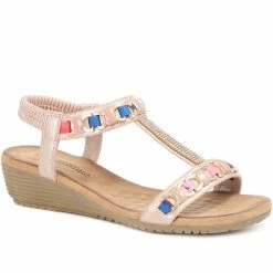 Bellissimo Sandals Embellished T-Bar Sandal With Wedge Heel - BELBAI31037 / 317 958