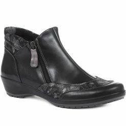 Fly Flot Dual-Zip Leather Ladies Ankle Boots - CAL32011 / 319 233