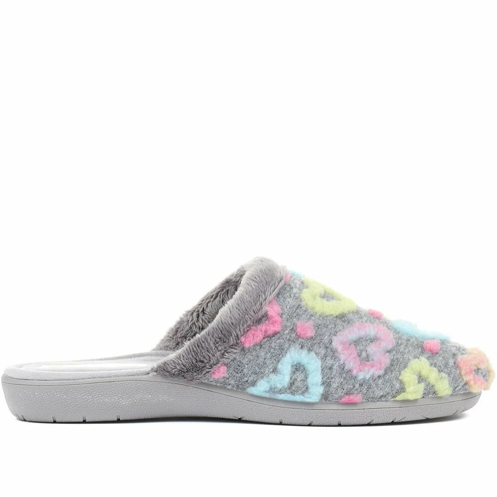 Pavers Colourful Heart Mule Slippers - FEVI32001 / 319 011 11 Pavers Colourful Heart Mule Slippers - FEVI32001 / 319 011