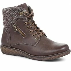 Pavers Ladies Black Ankle Boots With Knitted Cuff - WOIL32029 / 319 130 / 319 130