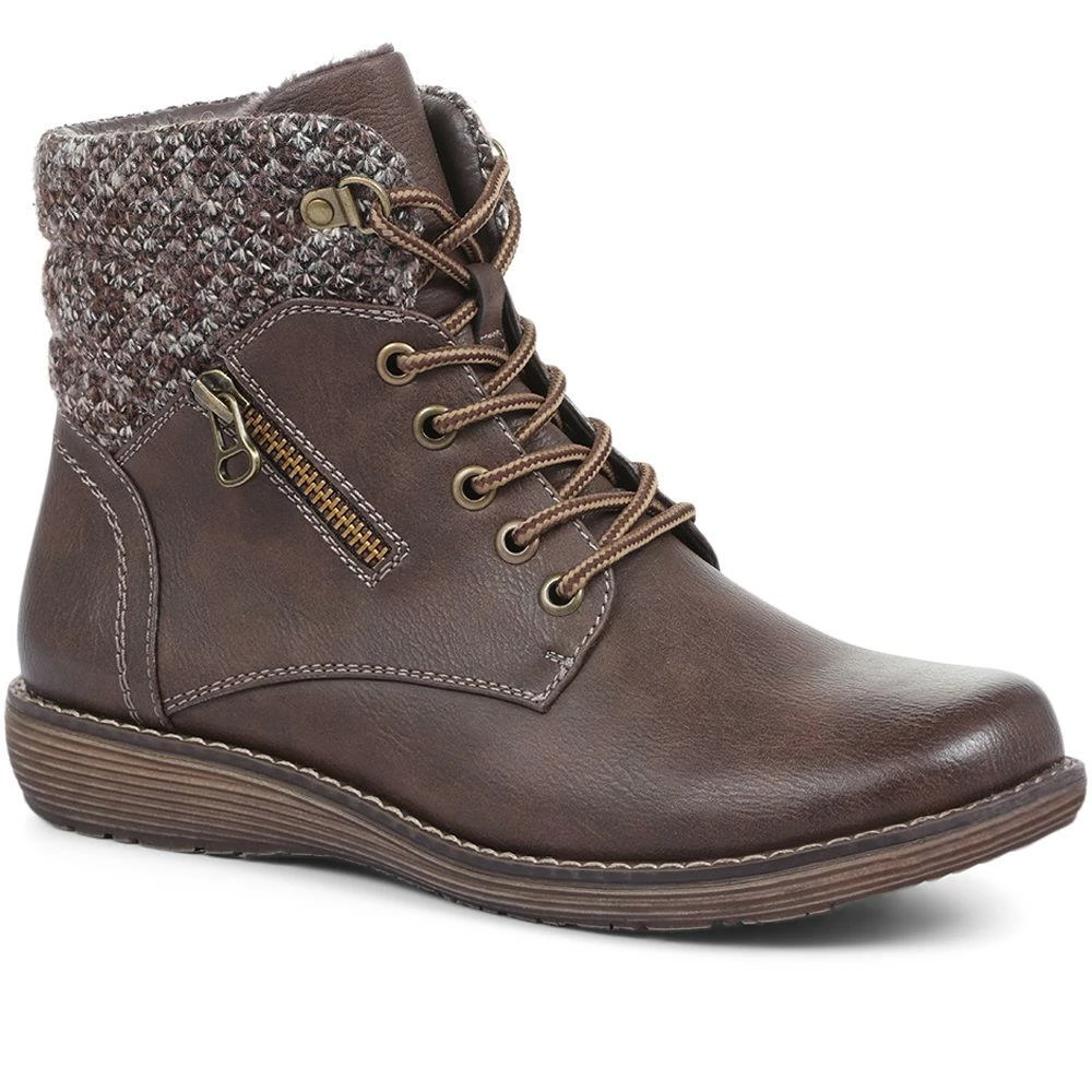 Pavers Ladies Black Ankle Boots With Knitted Cuff - WOIL32029 / 319 130 / 319 130 2 Pavers Ladies Black Ankle Boots With Knitted Cuff - WOIL32029 / 319 130 / 319 130