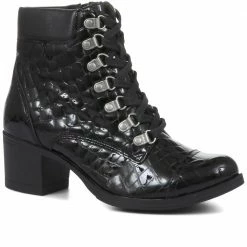 Bellissimo Lace-Up Moc-Croc Hiker Boots - BELKARY32003 / 319 337