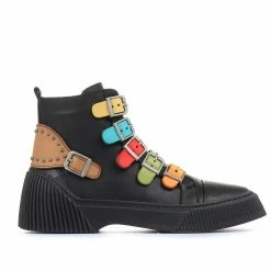 Pavers Leather Chunky Ankle Boots For Women - KARY32003 / 319 738