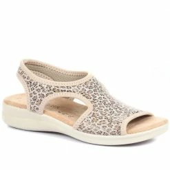 Pavers Wide Fit Leopard Print Pull-On Sandals - POLY33003 / 319 732