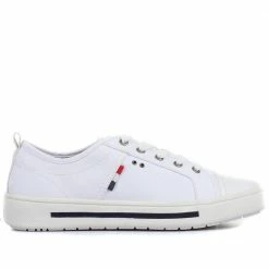 Pavers Ladies Lace-Up Eco-Friendly White Sneakers - JANSP33025 / 319 430 / 319 430 Wide Fit