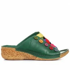 Pavers Leather Mule Wedge Sandals - KARY33005 / 320 022