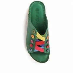 Pavers Leather Mule Wedge Sandals - KARY33005 / 320 022