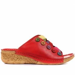 Pavers Leather Mule Wedge Sandals - KARY33005 / 320 022