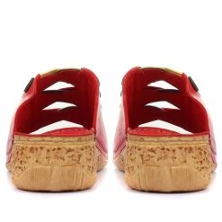 Pavers Leather Mule Wedge Sandals - KARY33005 / 320 022