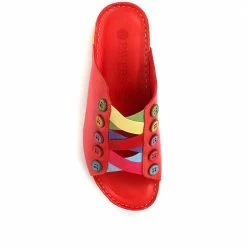 Pavers Leather Mule Wedge Sandals - KARY33005 / 320 022