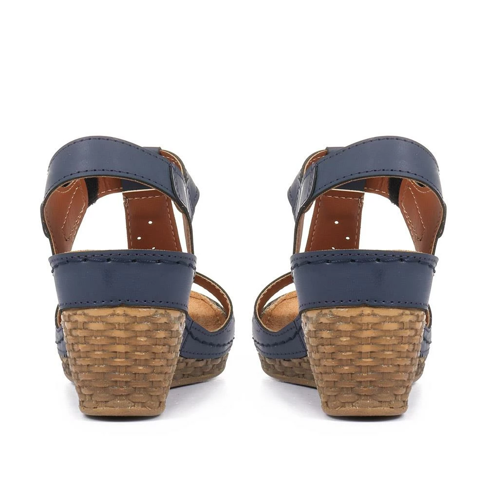 Pavers Ladies T-Bar Navy Wedge Sandals - SERAY33001 / 319 952 / 319 952 12 Pavers Ladies T-Bar Navy Wedge Sandals - SERAY33001 / 319 952 / 319 952