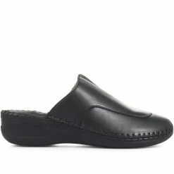Fly Flot Women's Black Leather Slip On Clogs - KEM33001 / 319 780 / 319 780 Shoes 8 Fly Flot Women's Black Leather Slip On Clogs - KEM33001 / 319 780 / 319 780 Shoes