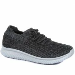 Pavers Men's Dark Grey Knit Sneakers - TITAN31015 / 318 517 / 318 517
