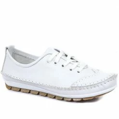 Pavers Wide Fit Leather Lace-Up Sneakers / 317 969