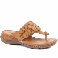 Pavers Leather Floral Toe-Post Sandals - CAY33001 / 319 988