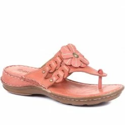 Pavers Leather Floral Toe-Post Sandals - CAY33001 / 319 988