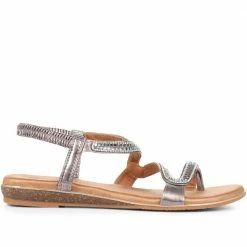 Pavers Ladies Gold Flat Stretch Fit Sandals - BAIZH33049 / 320 048 / 320 048