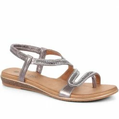 Pavers Ladies Gold Flat Stretch Fit Sandals - BAIZH33049 / 320 048 / 320 048