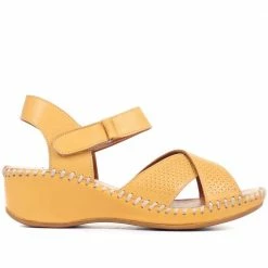 Pavers Ladies Cushioned Leather Wedge Sandals - YNR33001 / 320 030 / 320 030