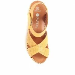Pavers Ladies Cushioned Leather Wedge Sandals - YNR33001 / 320 030 / 320 030