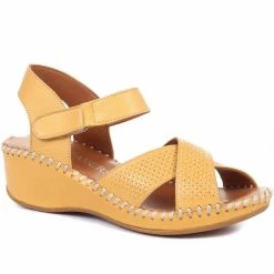 Pavers Ladies Cushioned Leather Wedge Sandals - YNR33001 / 320 030 / 320 030