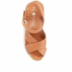 Pavers Ladies Cushioned Leather Wedge Sandals - YNR33001 / 320 030 / 320 030