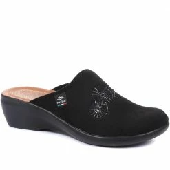 Fly Flot Shoes Red Embroidered Mule Clogs - FLY34047 / 320 223 / 320 223