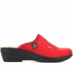 Fly Flot Shoes Red Embroidered Mule Clogs - FLY34047 / 320 223 / 320 223