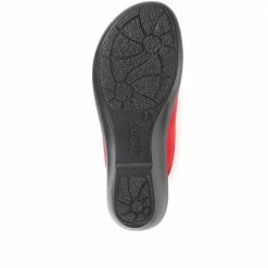 Fly Flot Shoes Red Embroidered Mule Clogs - FLY34047 / 320 223 / 320 223