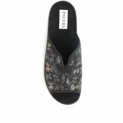Pavers Ladies Brown Patterned Mule Slippers - ADA34001 / 320 337 / 320 337 Wide Fit