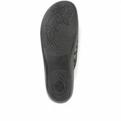 Pavers Ladies Brown Patterned Mule Slippers - ADA34001 / 320 337 / 320 337 Wide Fit