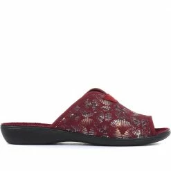 Pavers Ladies Brown Patterned Mule Slippers - ADA34001 / 320 337 / 320 337 Wide Fit