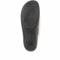 Pavers Ladies Brown Patterned Mule Slippers - ADA34001 / 320 337 / 320 337 Wide Fit