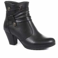 Pavers Leather Stacked Heel Ankle Boot - VED34003 / 320 367 / 320 367
