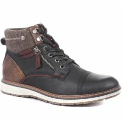 Pavers Men's Black And Brown Lace-Up Boots - WBINS34003 / 320 124 / 320 124